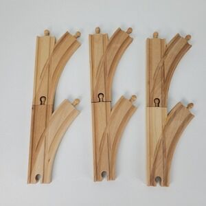 Wooden Train Track Switch Pieces Set of 6 Curved Y-Track Expansion Accessories
